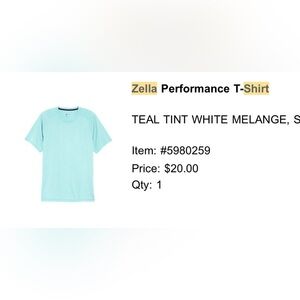 Zella Men's Teal Tint Short Sleeve Tee